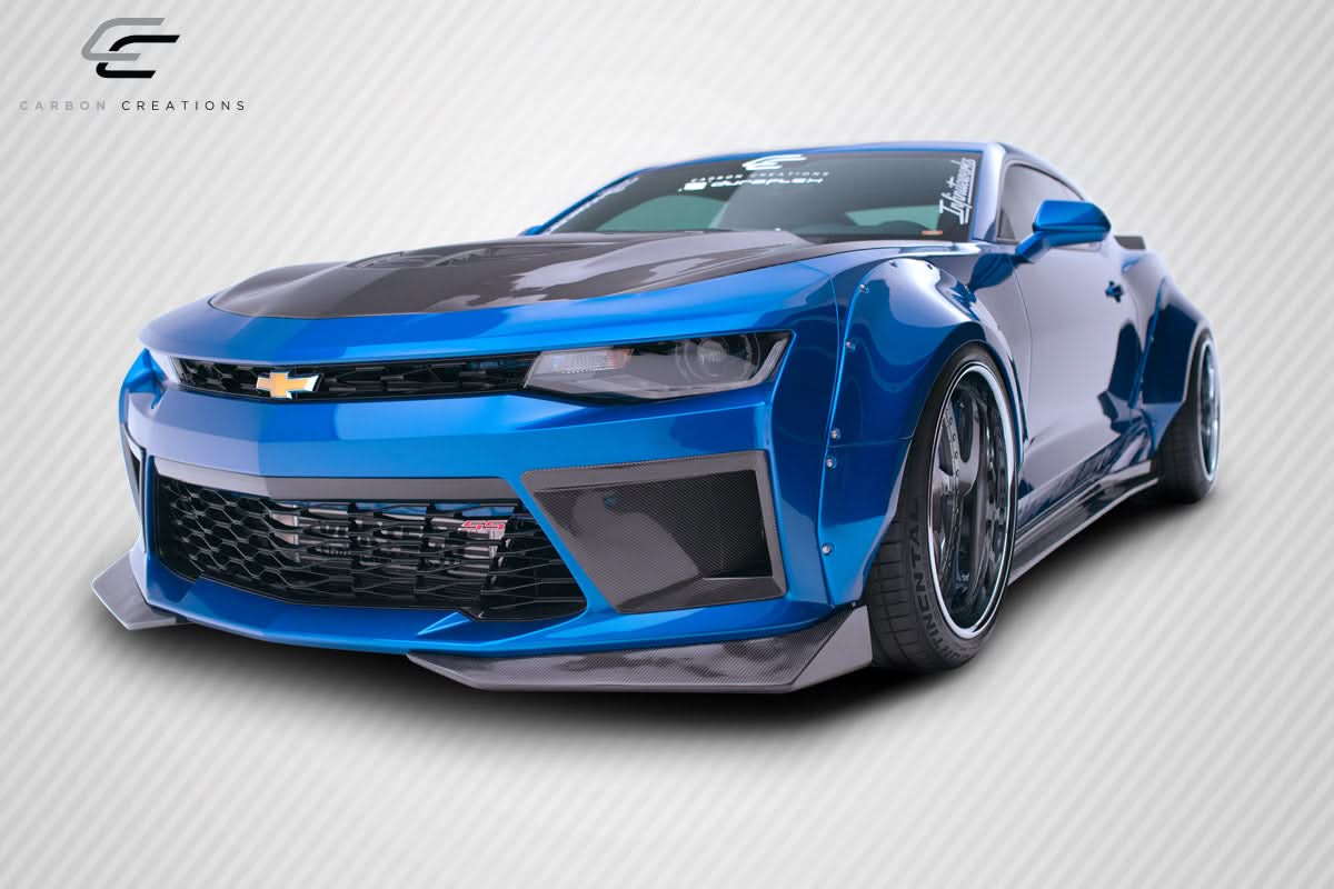 2016-2018 Chevrolet Camaro DriTech Grid Style Front Bumper Air Duct Extensions - Dry Carbon