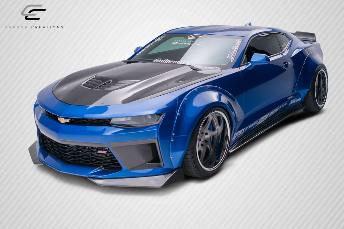 2016-2018 Chevrolet Camaro DriTech Grid Style Front Bumper Air Duct Extensions - Dry Carbon