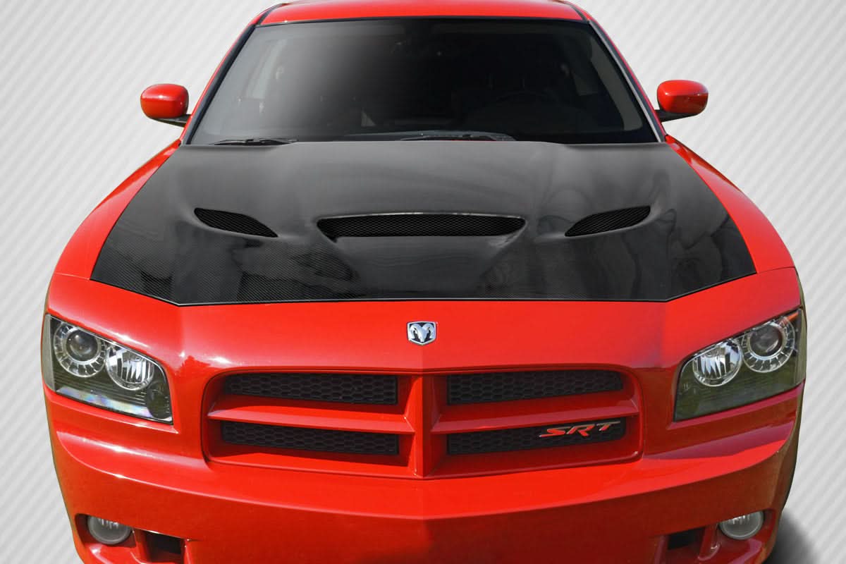 2006-2010 Dodge Charger Hellcat Look Hood - Dry Carbon