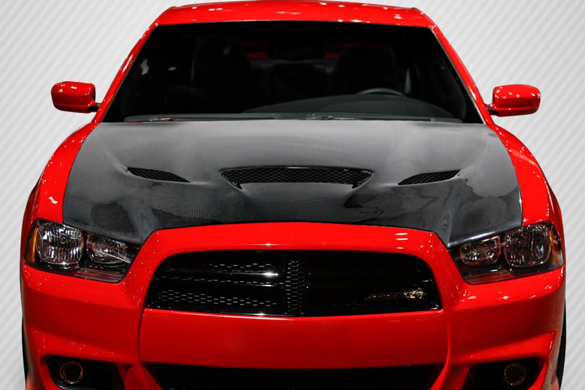 2011-2014 Dodge Charger Hellcat Look Hood - Carbon Fiber