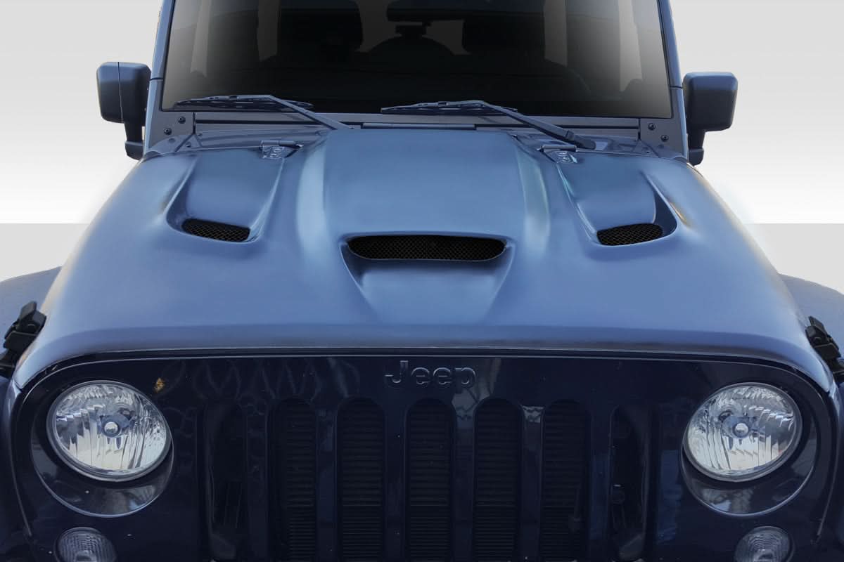 2007-2018 Jeep Wrangler Hellcat Look Hood - 1 Piece - FRP