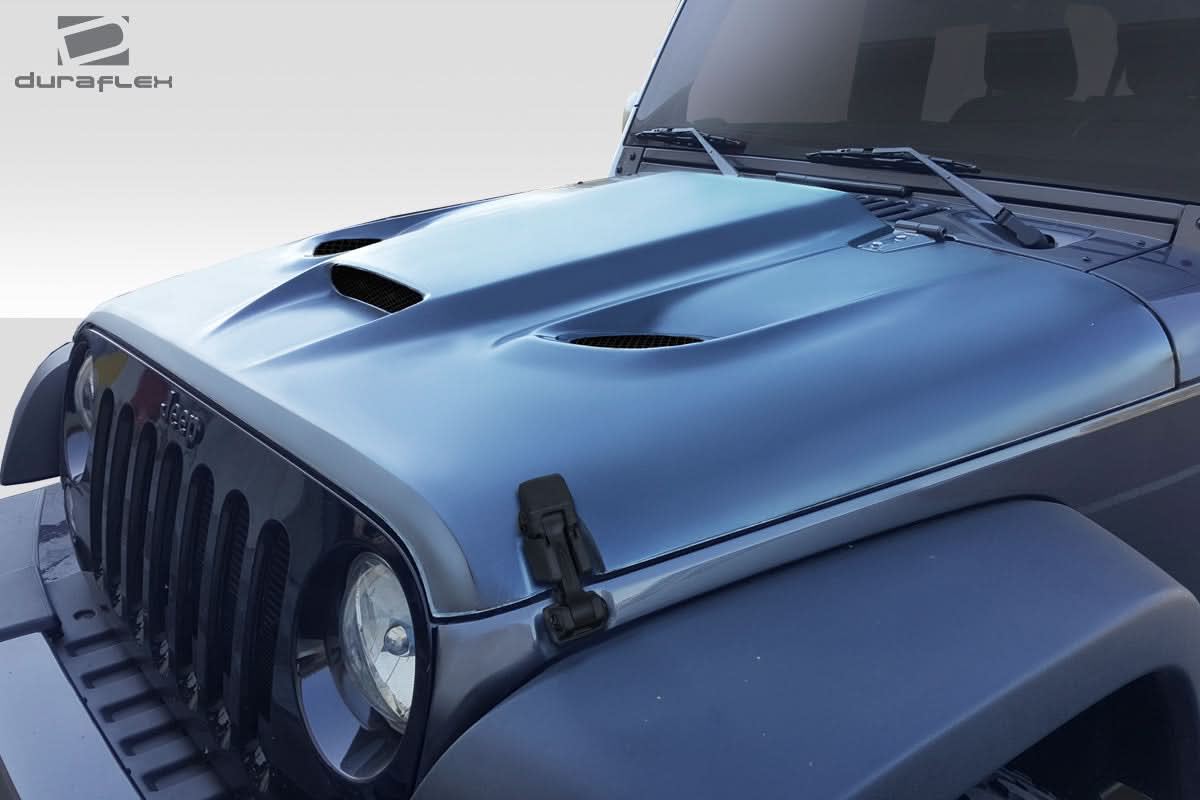 2007-2018 Jeep Wrangler Hellcat Look Hood - 1 Piece - FRP