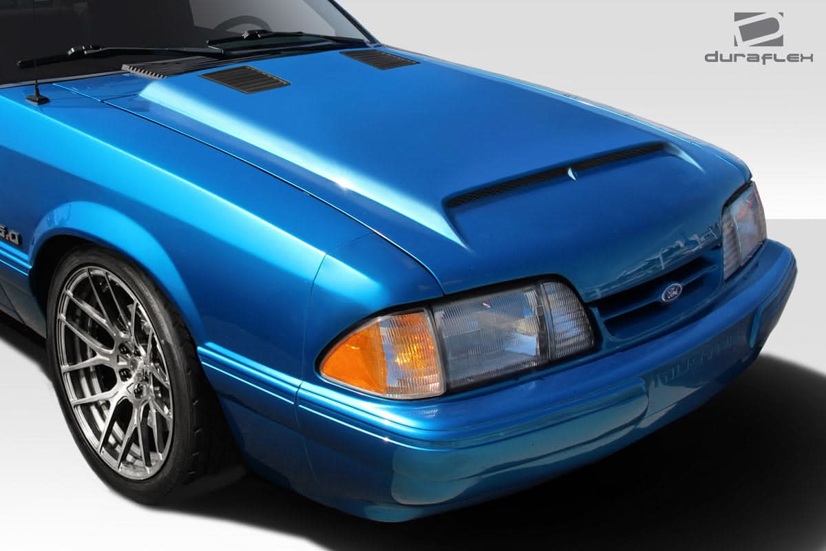 1987-1993 Ford Mustang GT500 Style Hood - 1 Piece - FRP