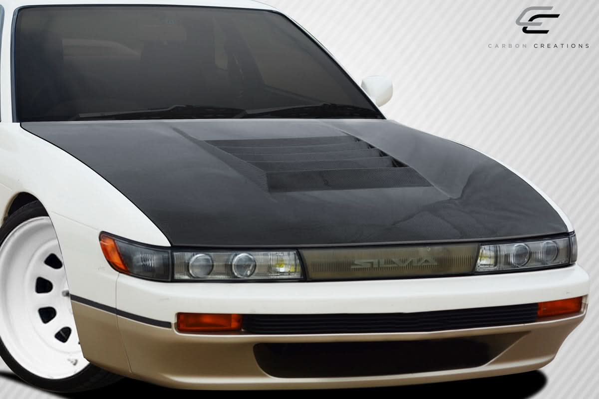 1989-1994 Nissan Silvia S13 D-1 Style Hood - Carbon Fiber