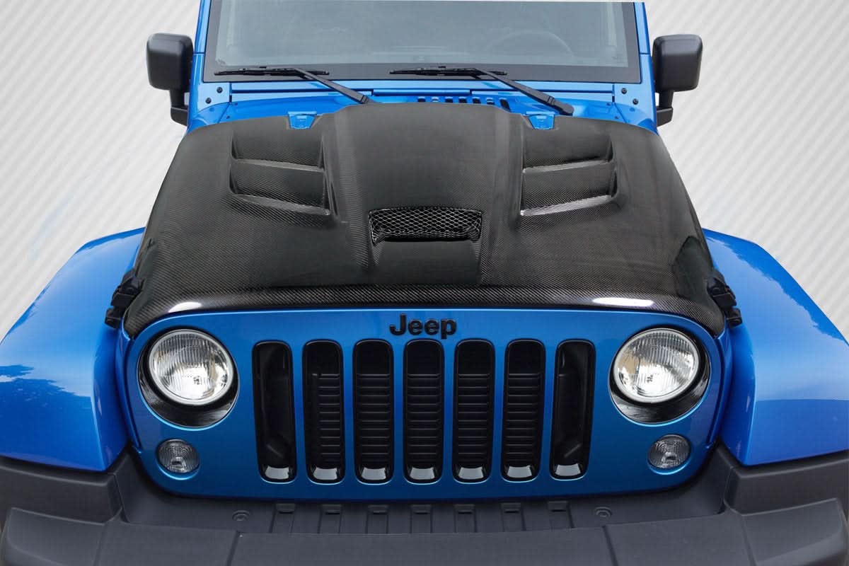 2007-2018 Jeep Wrangler Viper Look Hood - Carbon Fiber