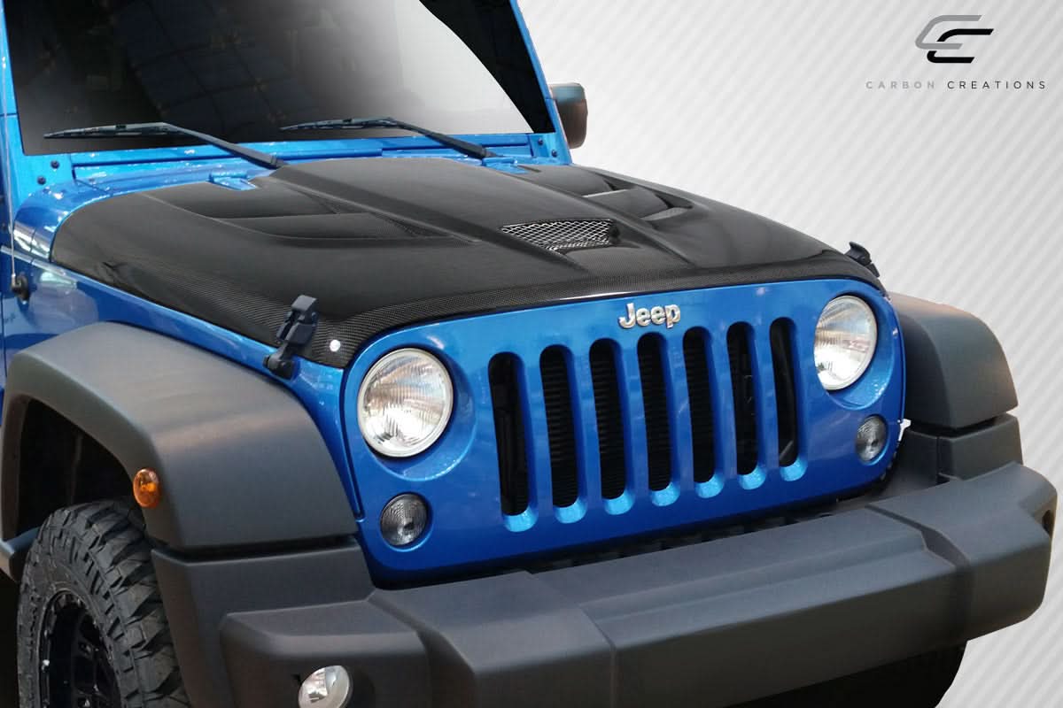 2007-2018 Jeep Wrangler Viper Look Hood - Carbon Fiber