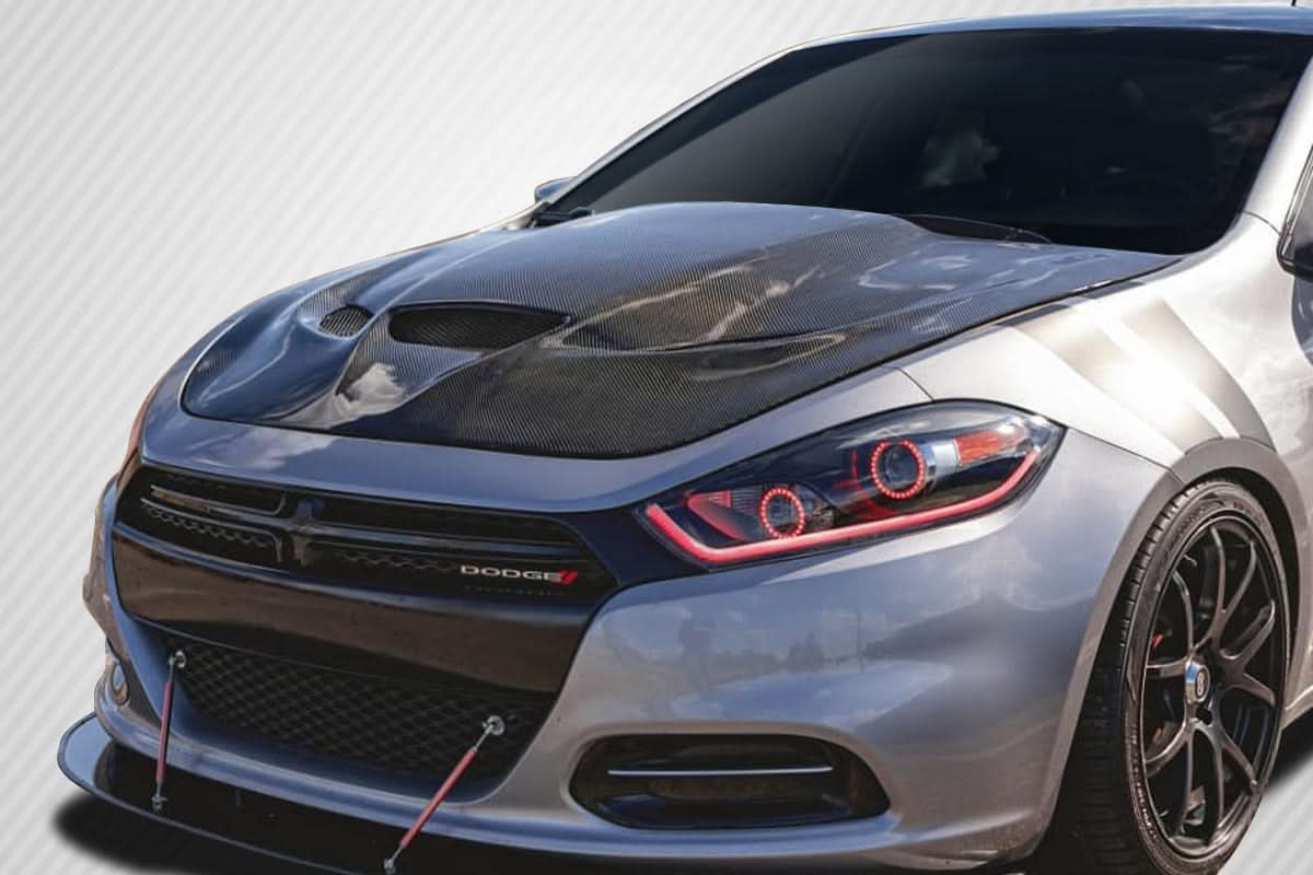 2013-2016 Dodge Dart Hellcat Look Hood - Carbon Fiber