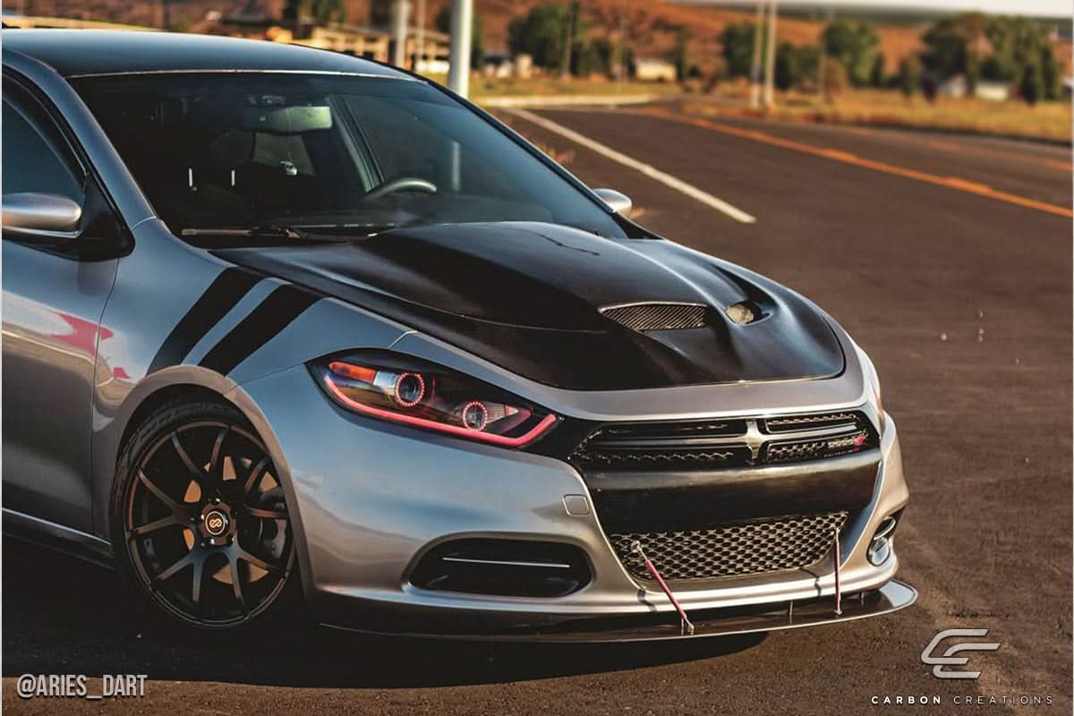2013-2016 Dodge Dart Hellcat Look Hood - Carbon Fiber