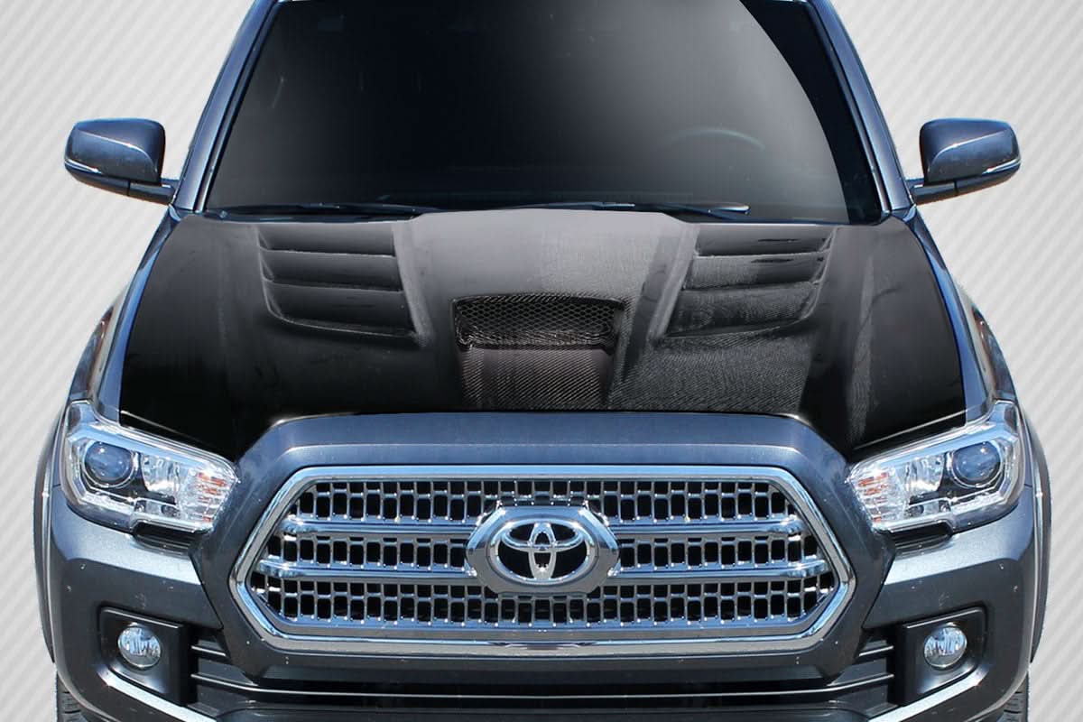 2012-2015 Toyota Tacoma Viper Look Hood - 1 Piece - Carbon Fiber