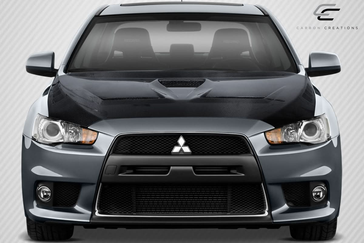 2008-2017 Mitsubishi Lancer DriTech Race Style Hood - Carbon Fiber