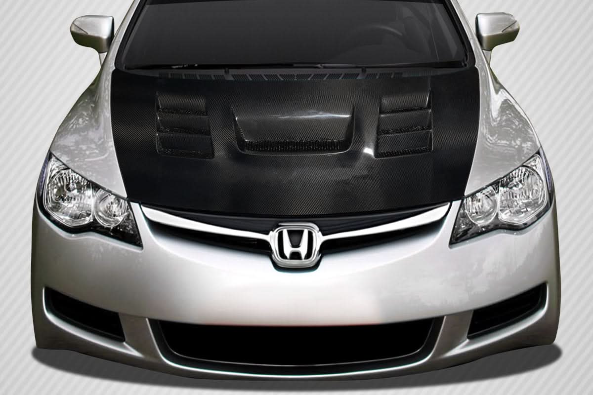 2006-2011 Honda Civic 4DR Supremo Style Hood - Carbon Fiber