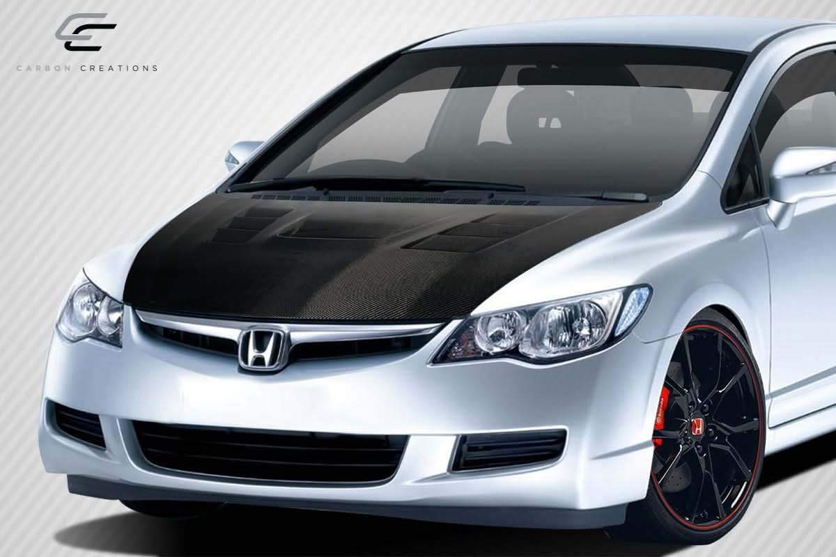 2006-2011 Honda Civic 4DR Supremo Style Hood - Carbon Fiber
