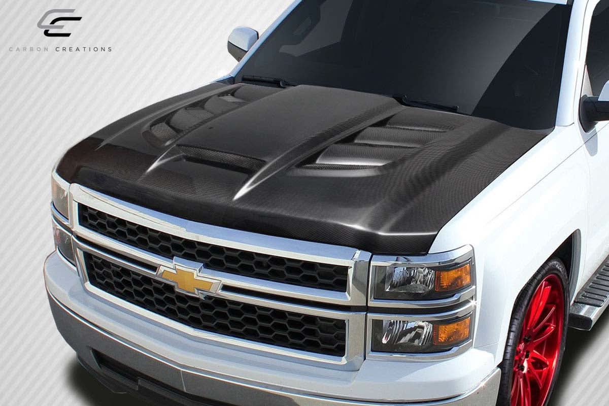 2014-2015 Chevrolet Silverado Viper Look Hood - Carbon Fiber