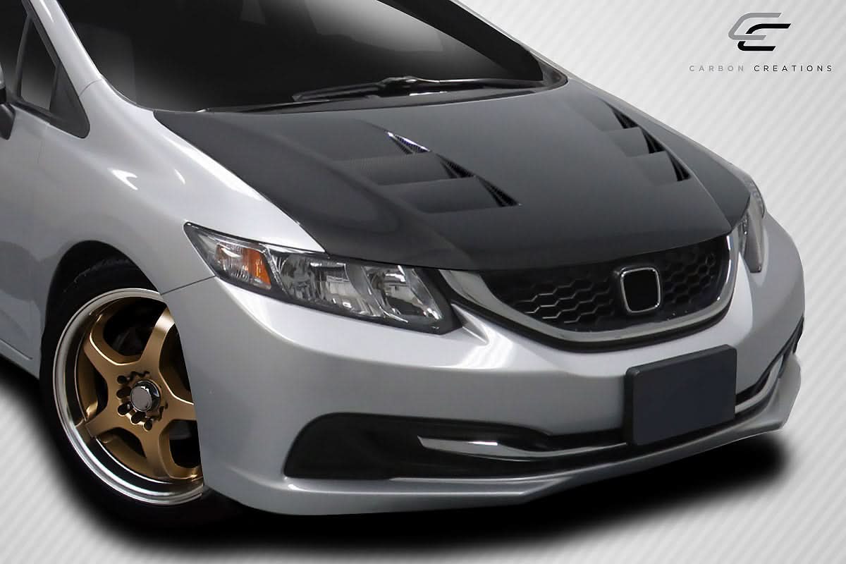2012-2015 Honda Civic TS-1 Style Hood - Carbon Fiber