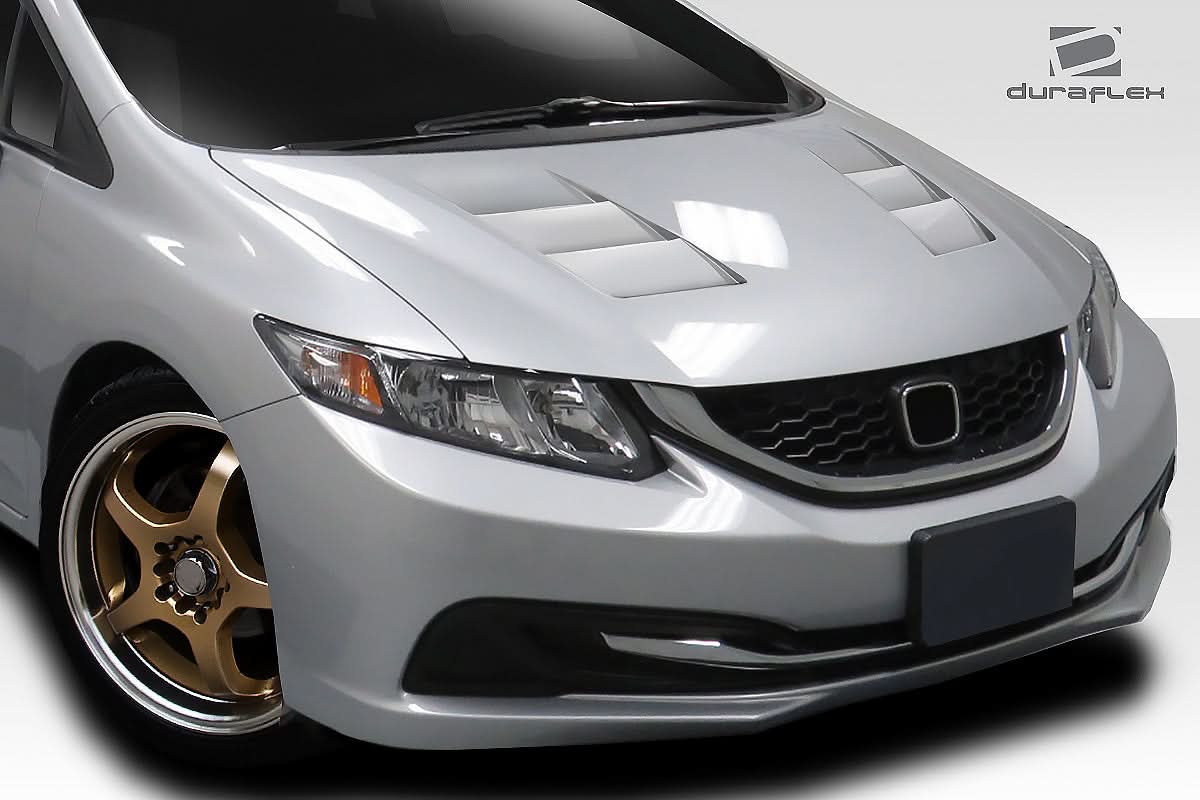2012-2015 Honda Civic 4DR TS-1 Style Hood - 1 Piece - FRP