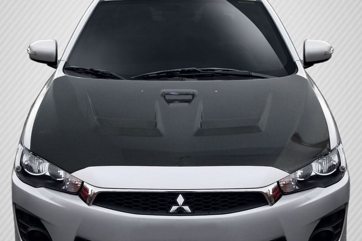 2008-2017 Mitsubishi Lancer D Spec Style Hood - Carbon Fiber