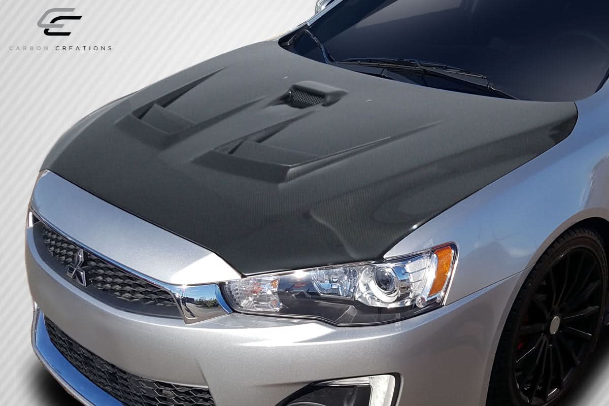 2008-2017 Mitsubishi Lancer D Spec Style Hood - Carbon Fiber