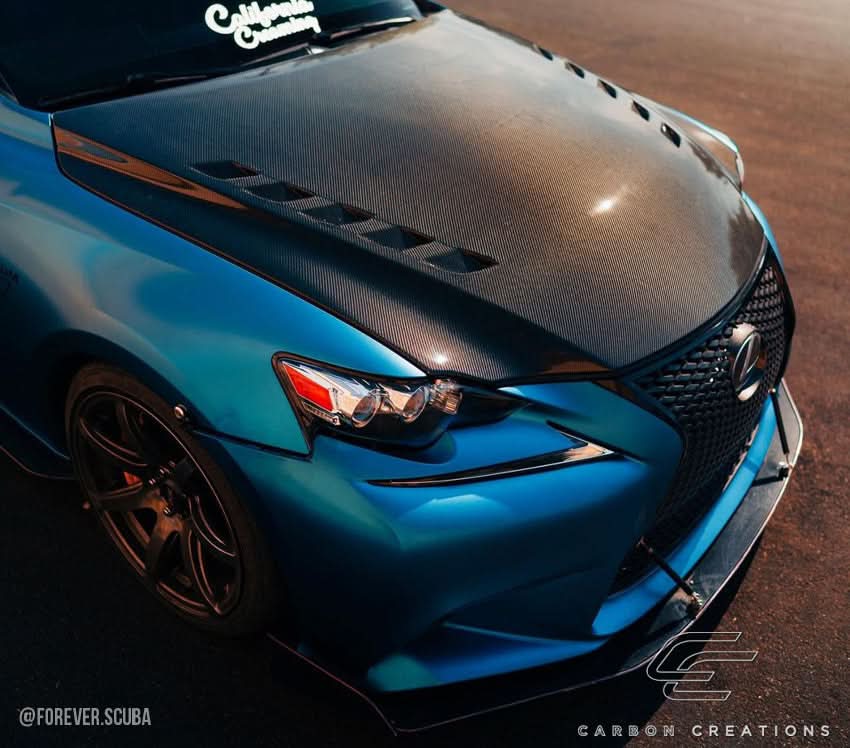 2014-2016 Lexus IS Series Bolt Style Hood - Carbon Fiber