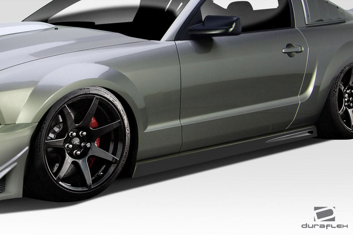 2005-2009 Ford Mustang Blits Style Side Skirts - 2 Piece - FRP
