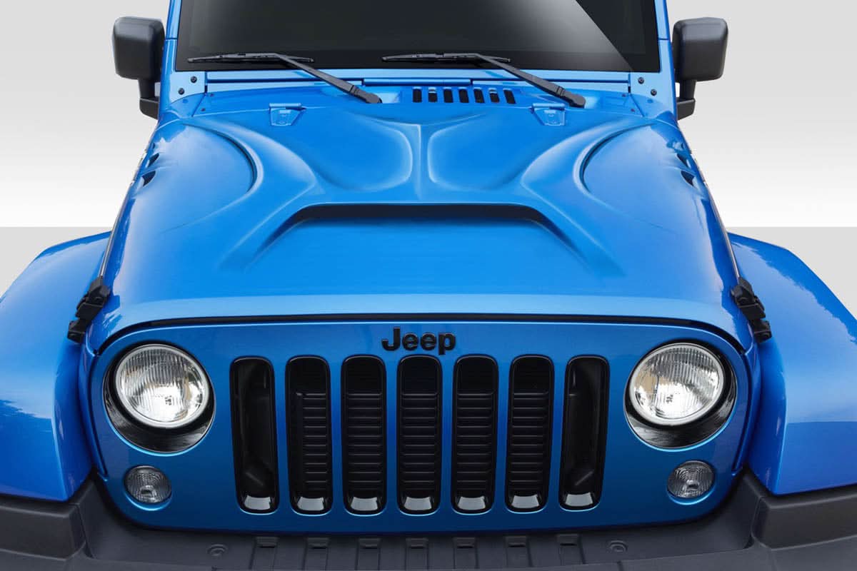 2007-2018 Jeep Wrangler Predator Style Hood - 1 Piece - FRP