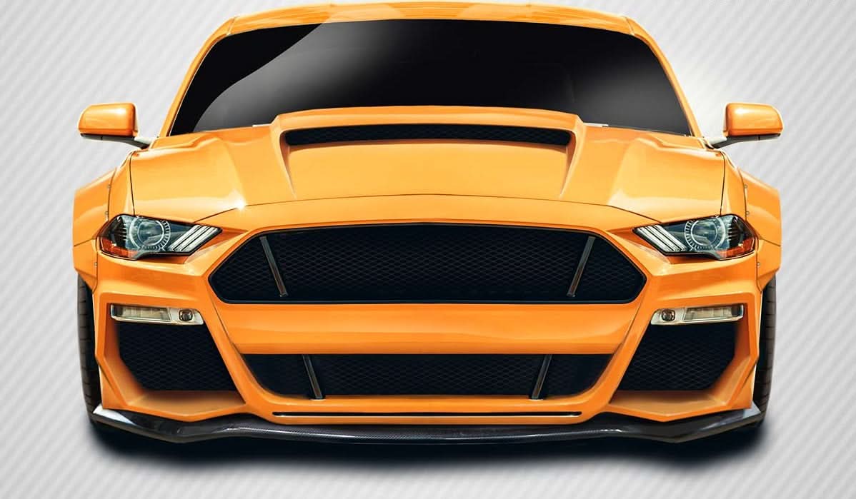 2018-2023 Ford Mustang Grid Style Front Lip Under Spoiler - Carbon Fiber