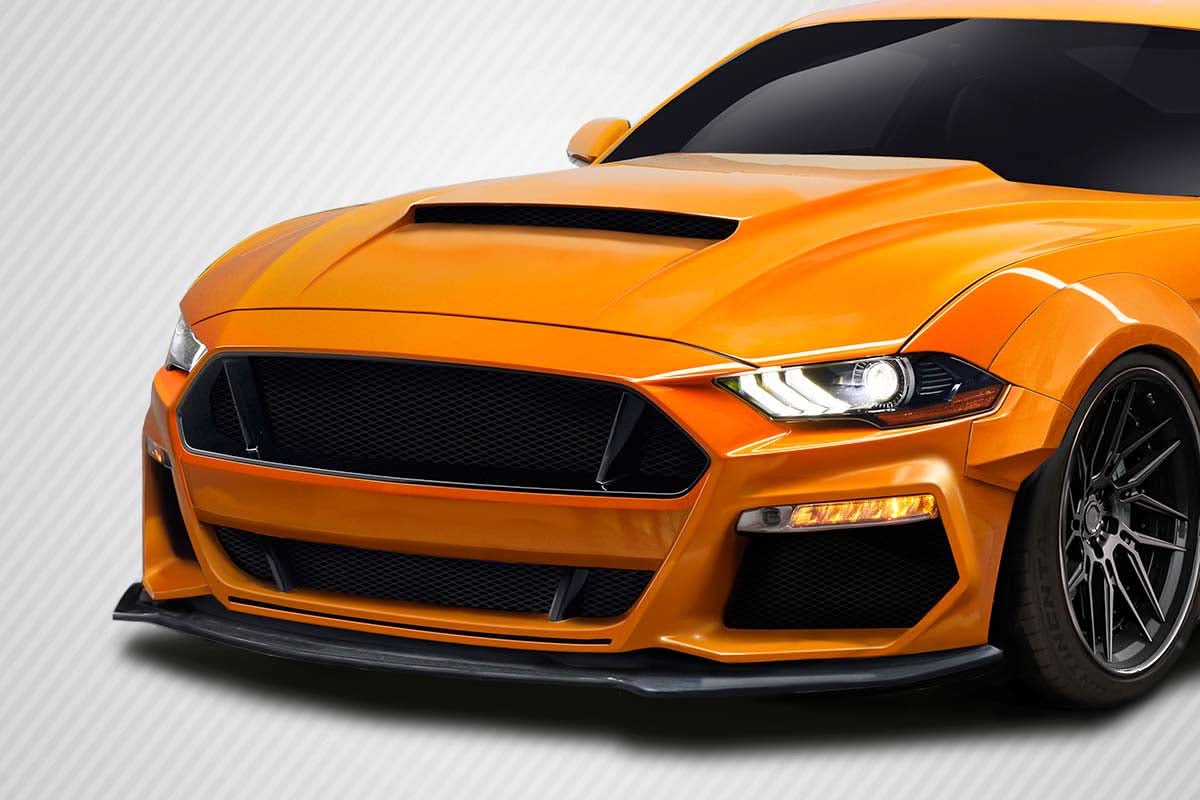 2018-2023 Ford Mustang Grid Style Front Lip Under Spoiler - Carbon Fiber