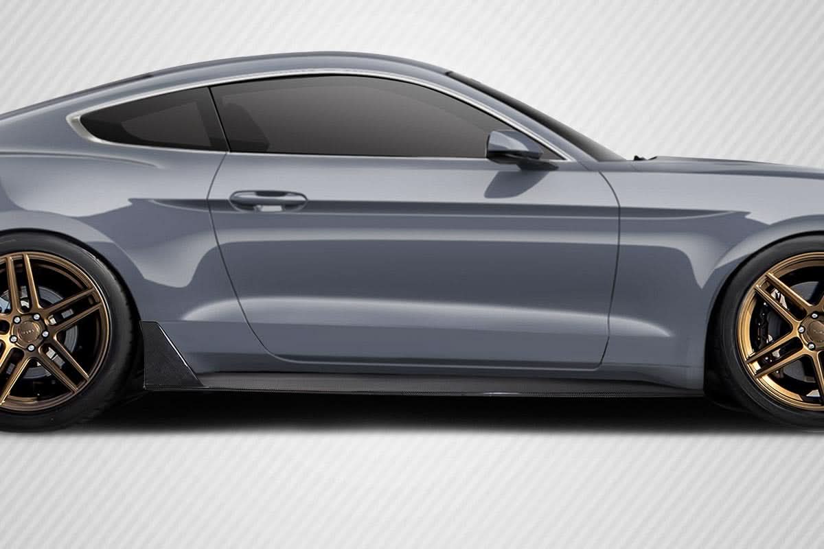 2015-2023 Ford Mustang Grid V2 Style Side Skirts - Carbon Fiber