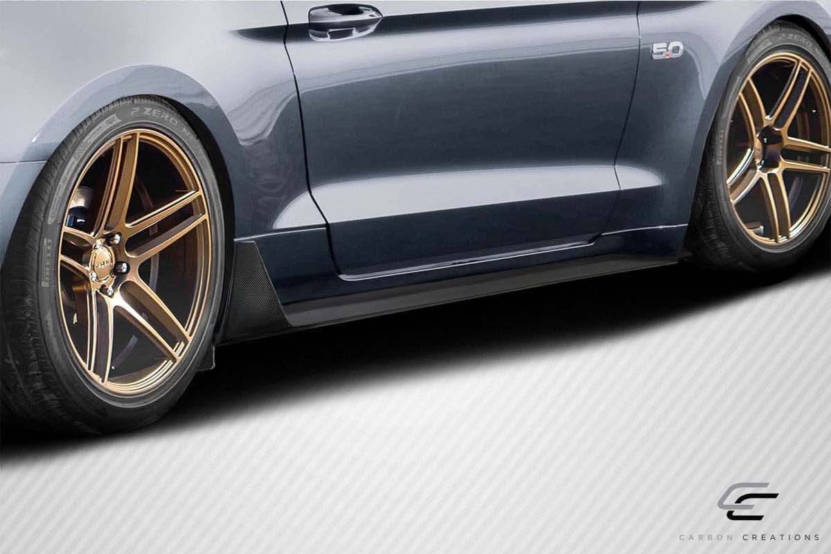 2015-2023 Ford Mustang Grid V2 Style Side Skirts - Carbon Fiber