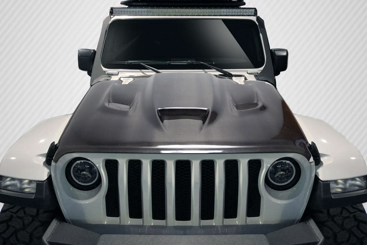 2018-2025 Jeep Wrangler JL Gladiator JT Hellcat Look Hood - Carbon Fiber