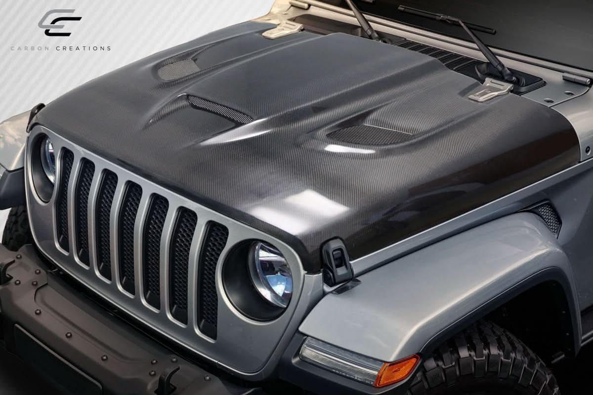 2018-2025 Jeep Wrangler JL Gladiator JT Hellcat Look Hood - Carbon Fiber