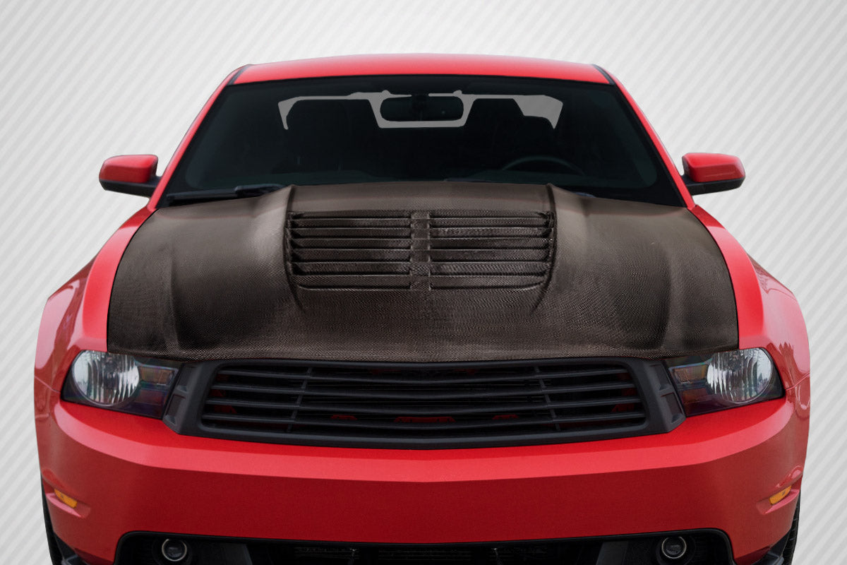 2010-2012 Ford Mustang GT500 V2 Style Hood - Carbon Fiber