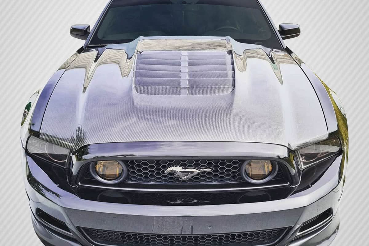 2013-2014 Ford Mustang GT500 V2 Style Hood - Carbon Fiber
