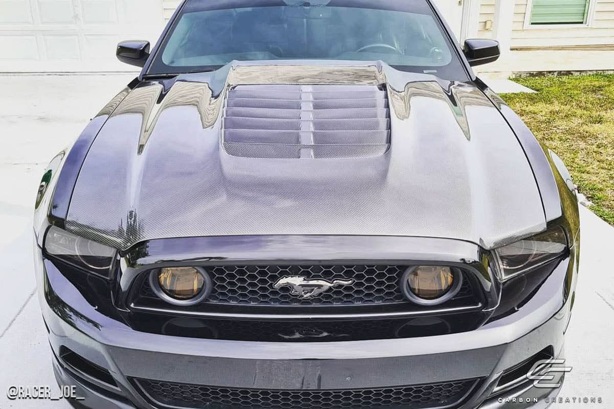 2013-2014 Ford Mustang GT500 V2 Style Hood - Carbon Fiber