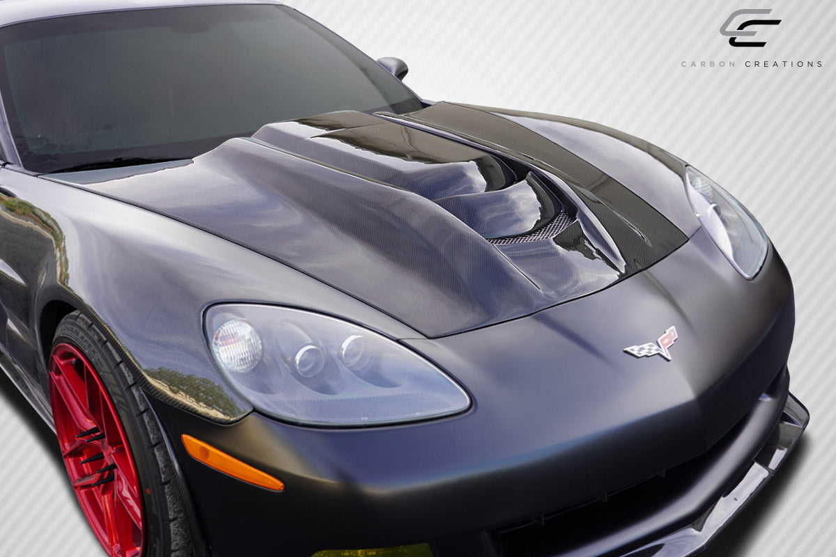 2005-2013 Chevrolet Corvette C6 ZR1 V2 Style Hood - Carbon Fiber