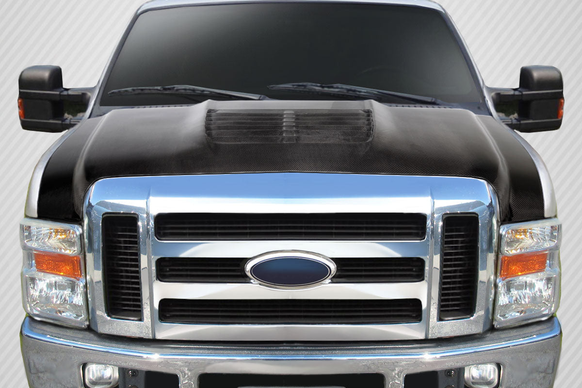 2008-2010 Ford Super Duty GT500 V2 Style Hood - Carbon Fiber