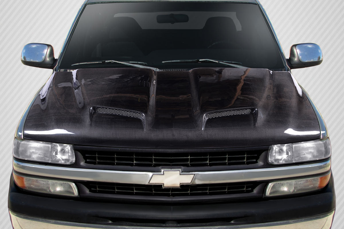 1999-2002 Chevrolet Silverado 2000-2006 Tahoe Suburban Carbon Creations Dual Ram Air Hood - 1 Piece