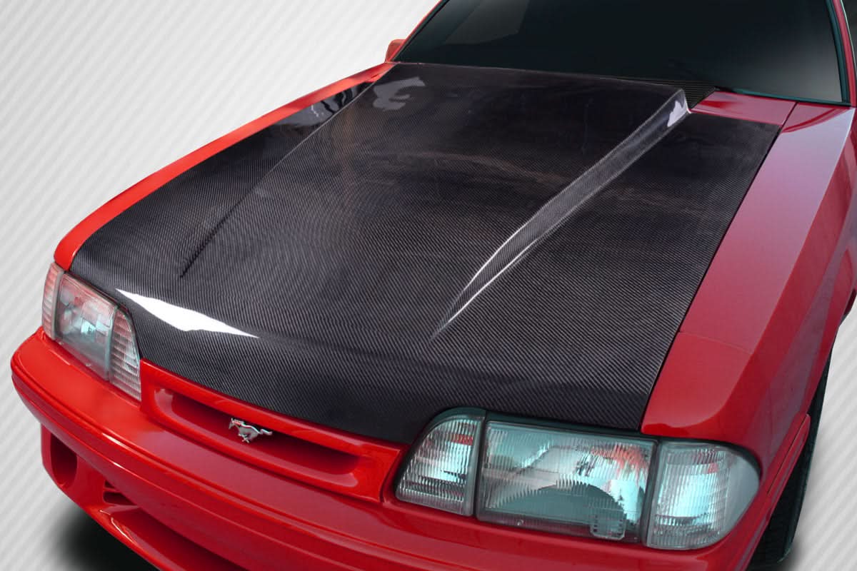 1987-1993 Ford Mustang 2" Cowl Hood - Carbon Fiber