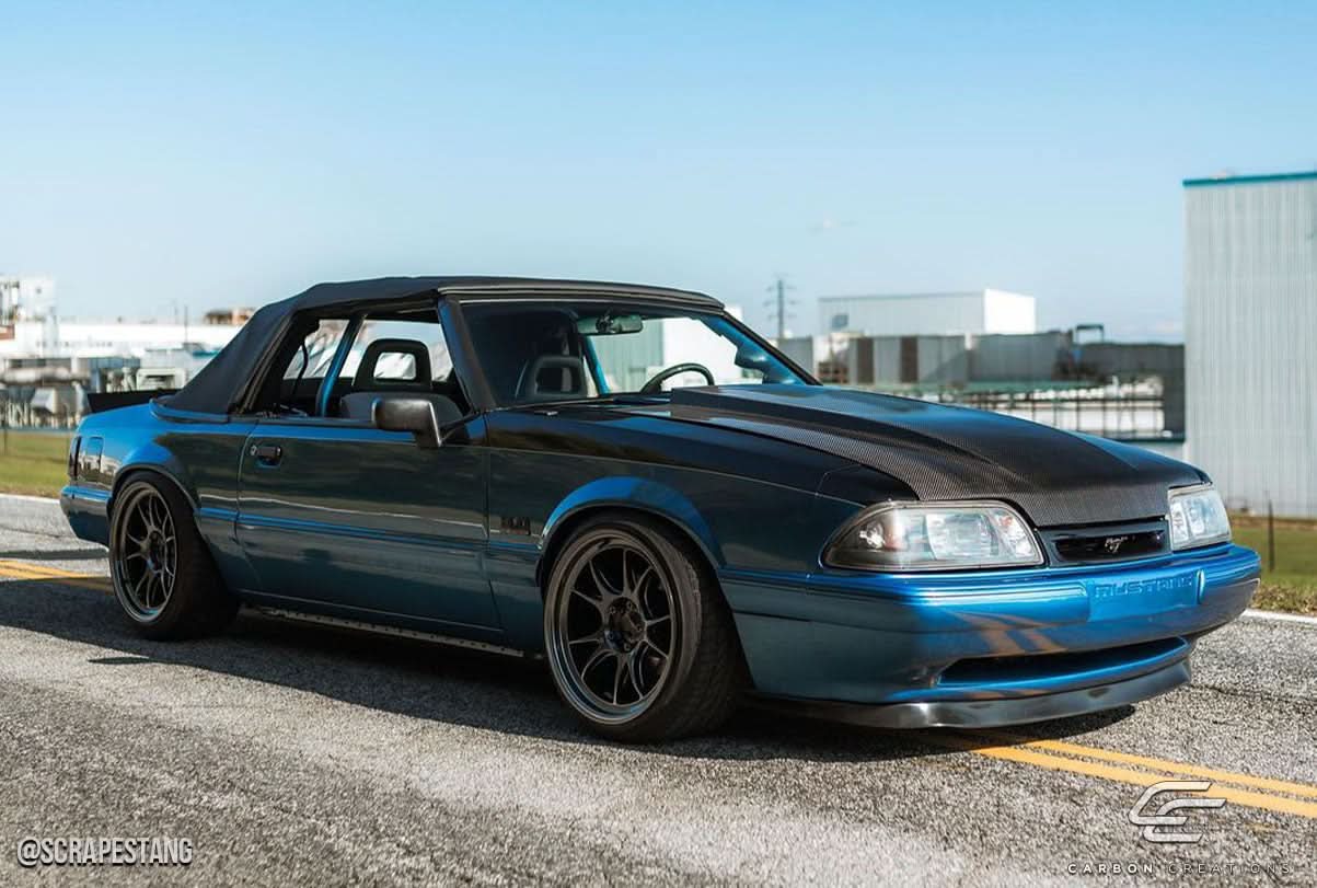 1987-1993 Ford Mustang 2" Cowl Hood - Carbon Fiber