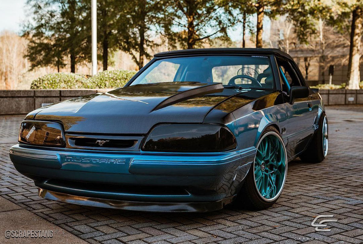 1987-1993 Ford Mustang 2" Cowl Hood - Carbon Fiber