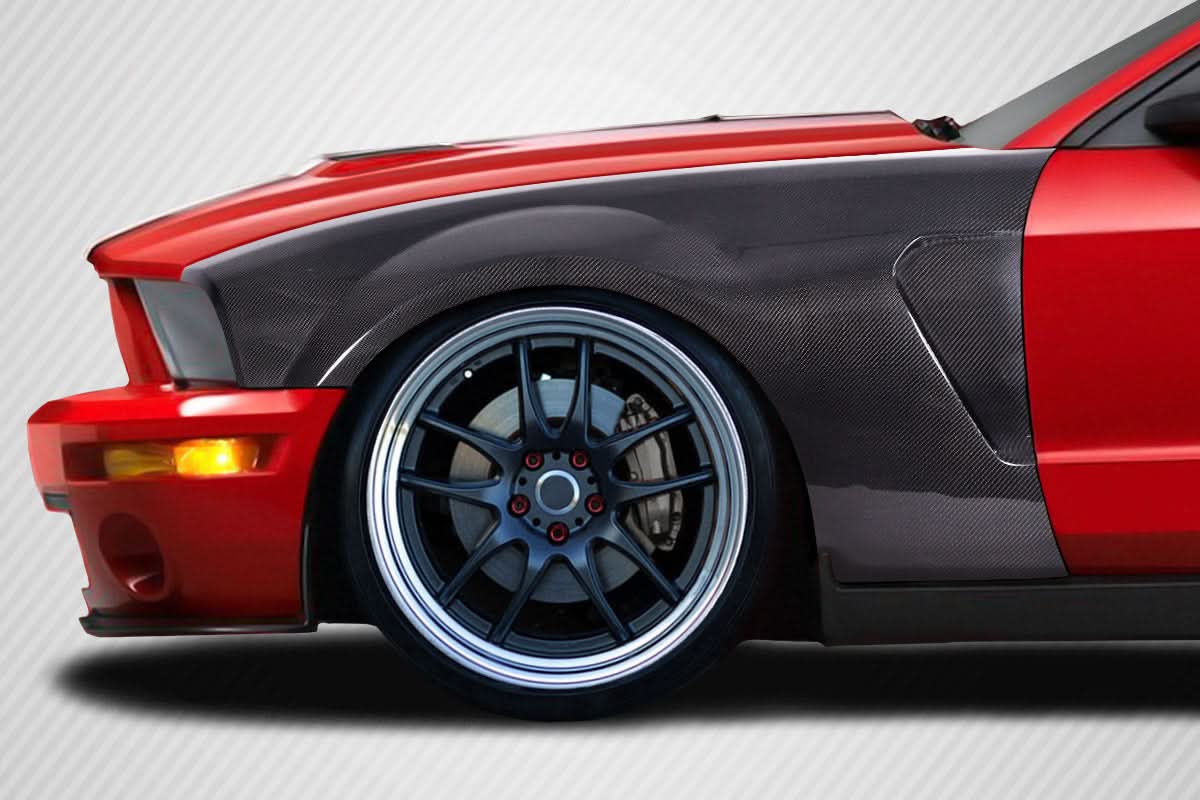 2005-2009 Ford Mustang GT350 V2 Look Front Fenders - Carbon Fiber