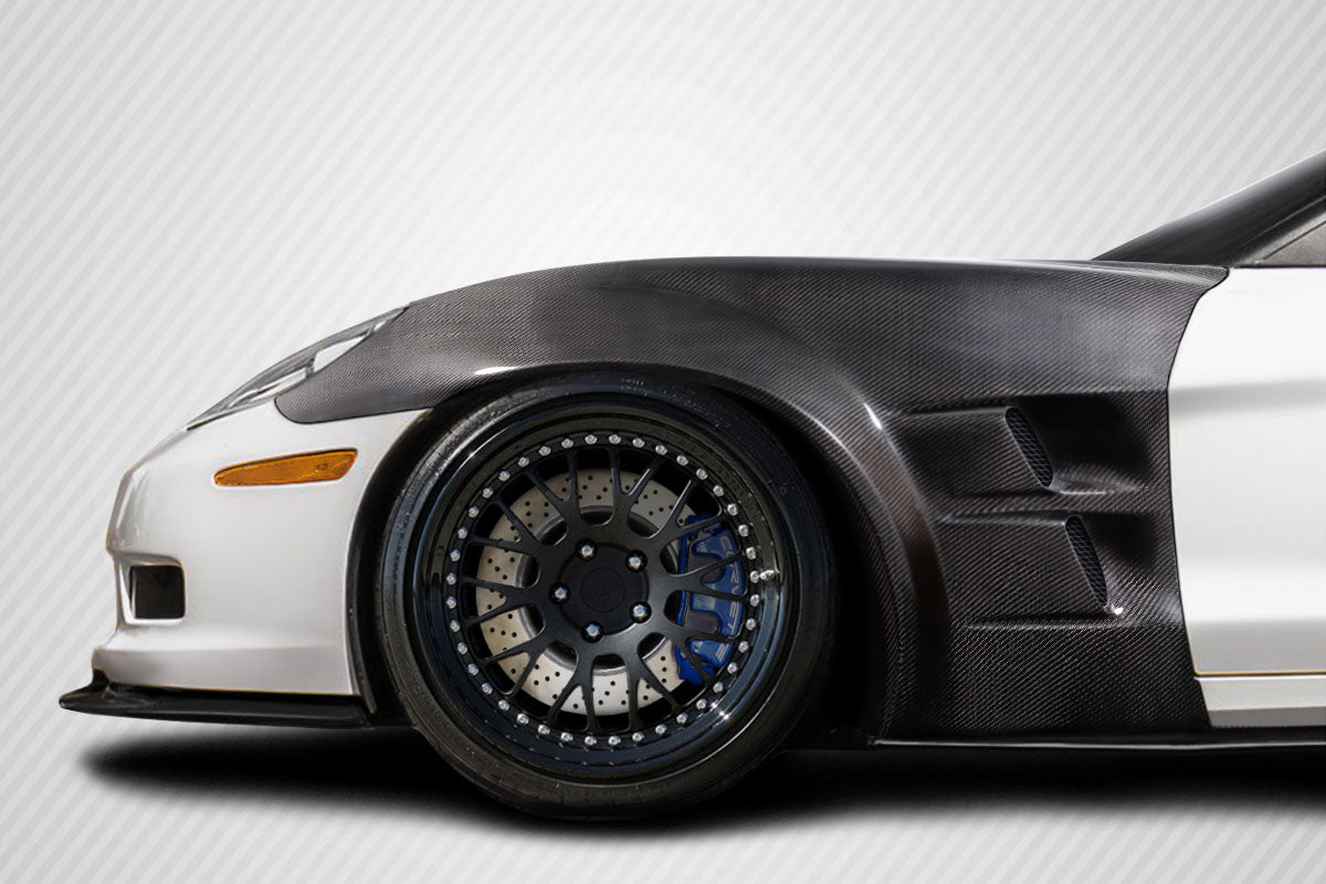 2005-2013 Chevrolet Corvette C6 ZR2 Style Front Fenders - Carbon Fiber