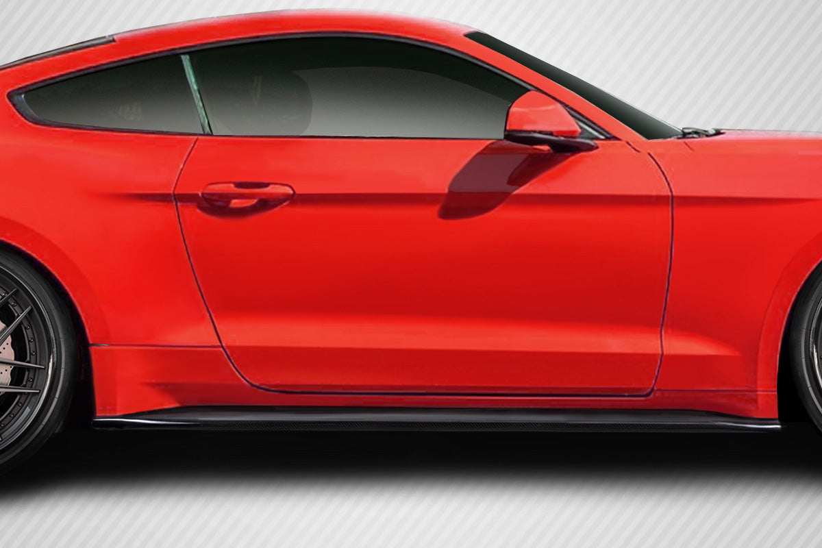 2015-2023 Ford Mustang KT Style Side Skirt Rocker Panels - Carbon