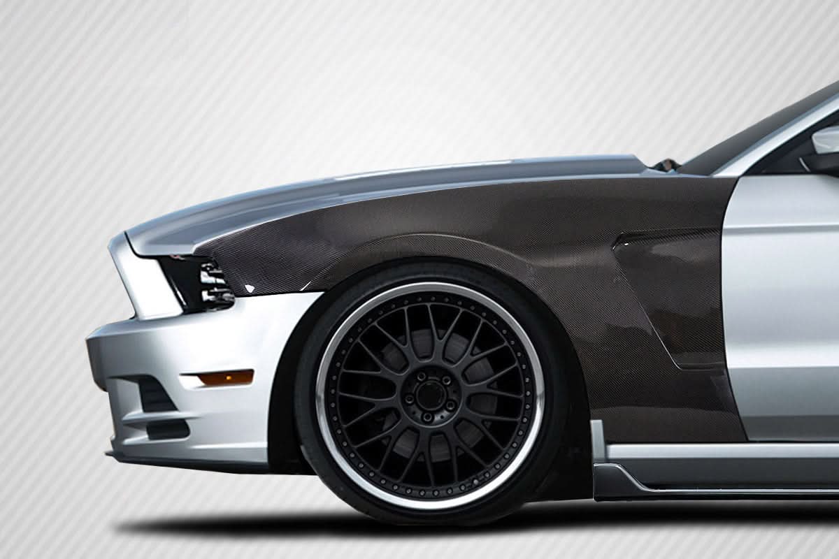 2010-2014 Ford Mustang GT350 V2 Look Front Fenders - Carbon Fiber