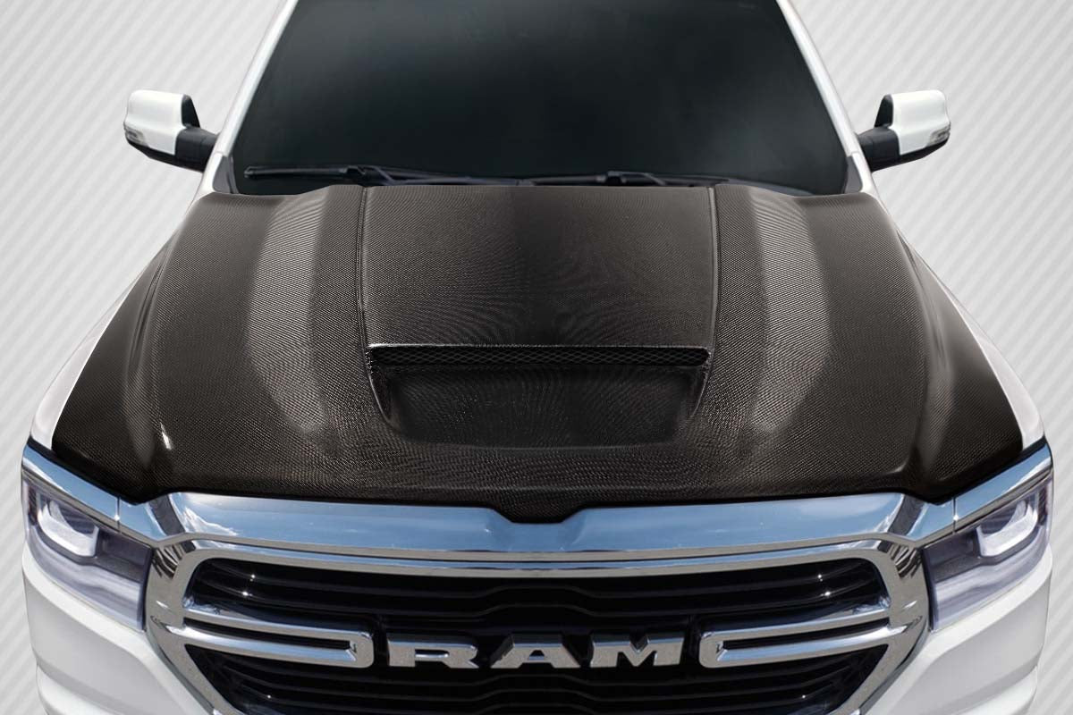 2019-2025 Dodge Ram 1500 SRT Style Ram Air Hood - Carbon Fiber