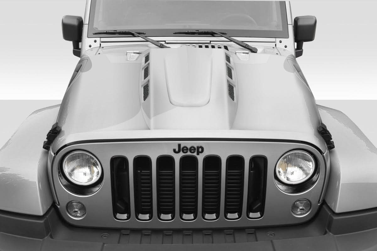 2007-2018 Jeep Wrangler JK AVG Style Hood - 1 Piece - FRP