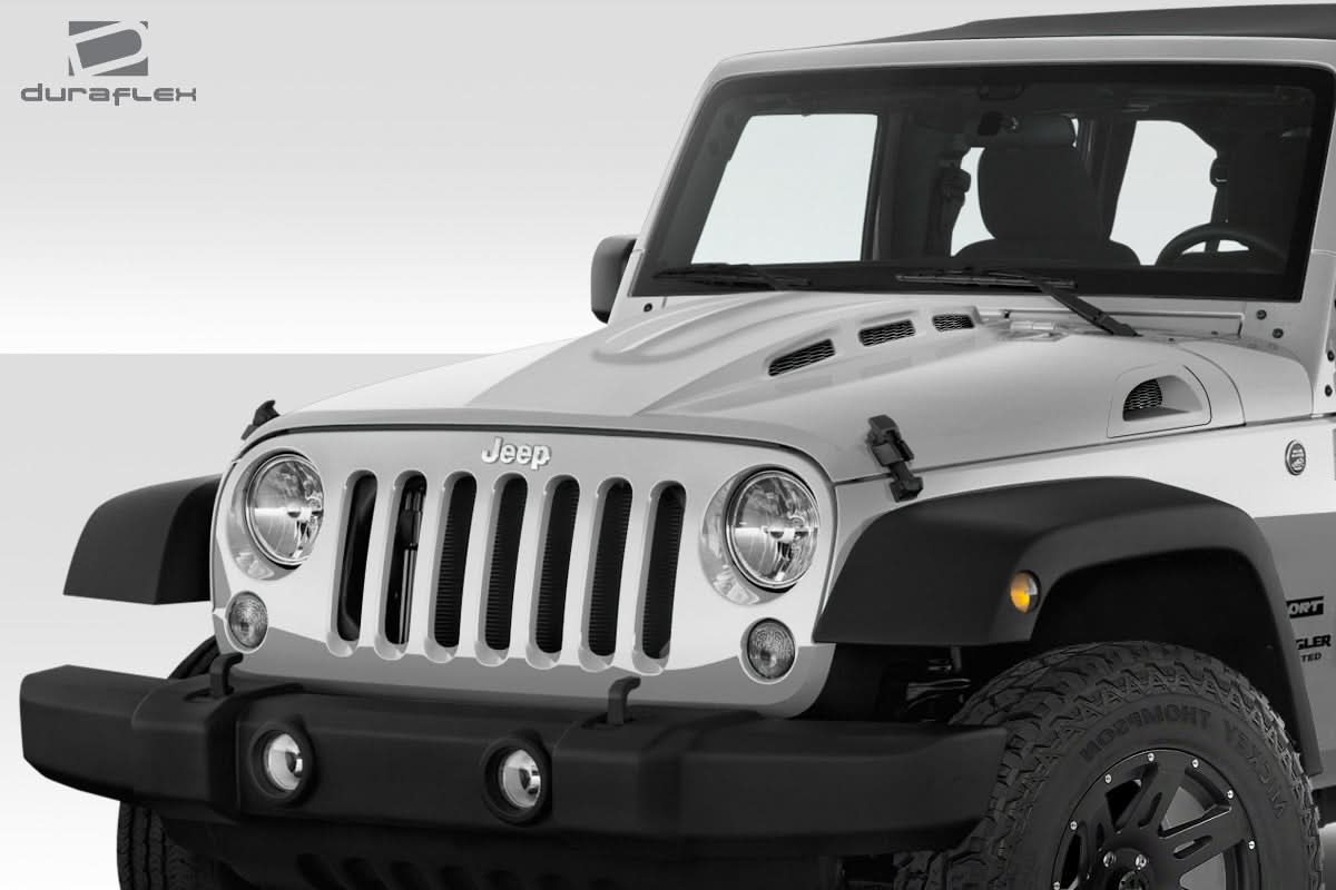 2007-2018 Jeep Wrangler JK AVG Style Hood - 1 Piece - FRP