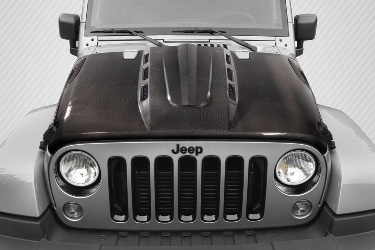 2007-2018 Jeep Wrangler JK Avenger Style Hood - Carbon Fiber