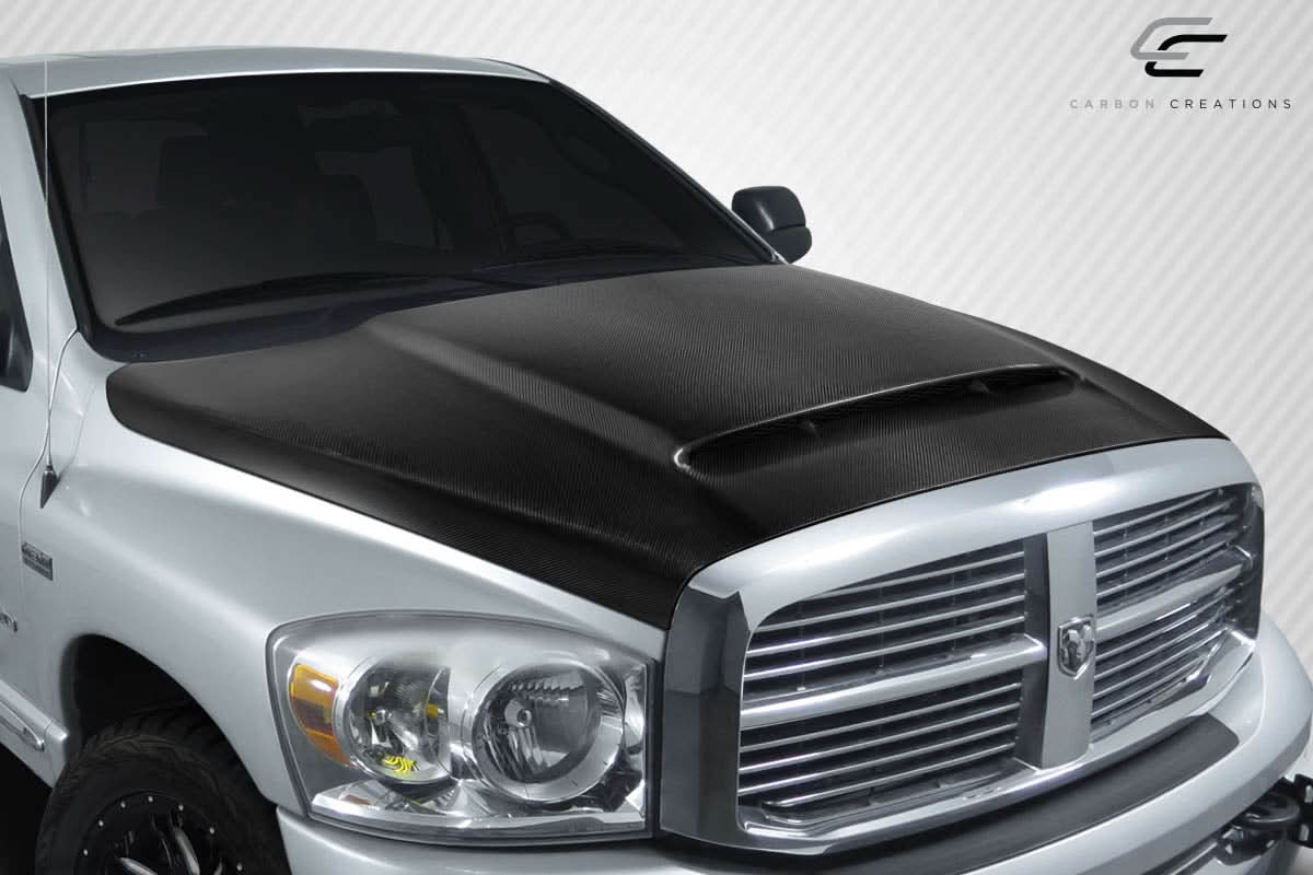 2002-2008 Dodge Ram 1500 2500 3500 Demon Look Hood - Carbon Fiber