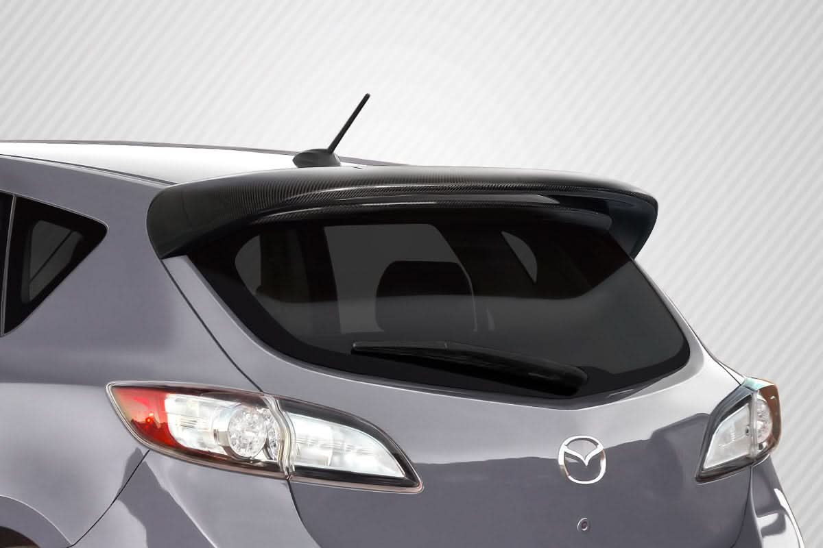 2010-2013 Mazda 3 Turbo Look Rear Roof Wing Spoiler - Carbon Fiber
