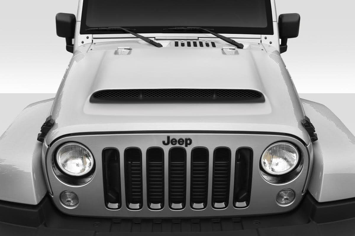 2007-2018 Jeep Wrangler JK Demon Look Hood - 1 Piece - FRP